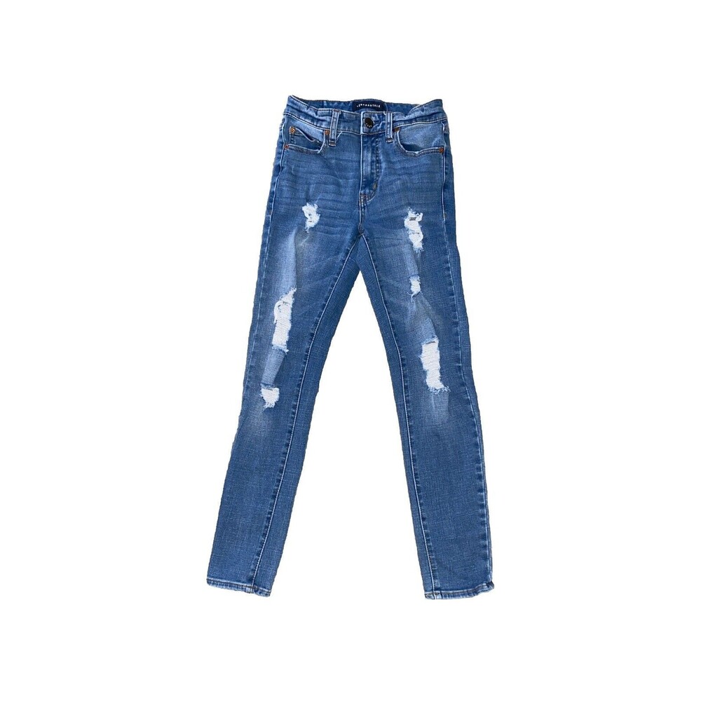 Aeropostale High Rise Jeggings  Distressed Blue Jean Womens Size 2 Short